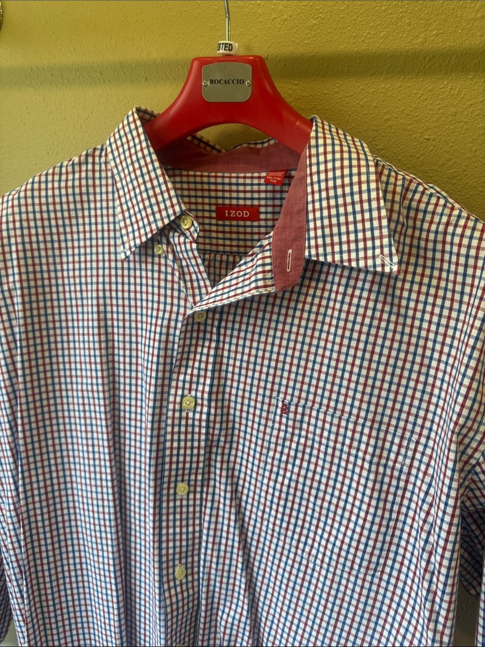 Izod Men’s Red, Blue & White Check Button-Down Shirt